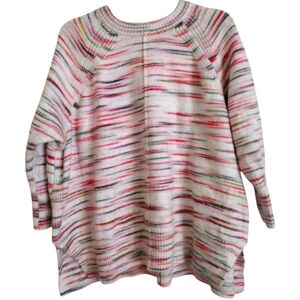 Lou & Grey for Loft ivory multicolor striped crew neck sweater size XS/S